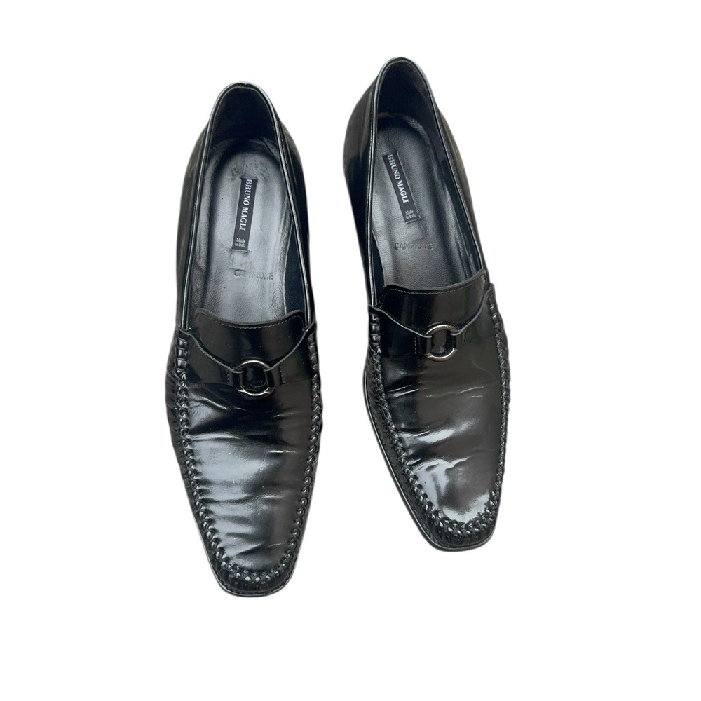 Bruno‎ Magli Men's 7.5 Black Leather Horsebit Loafers Made in Italy Luxury